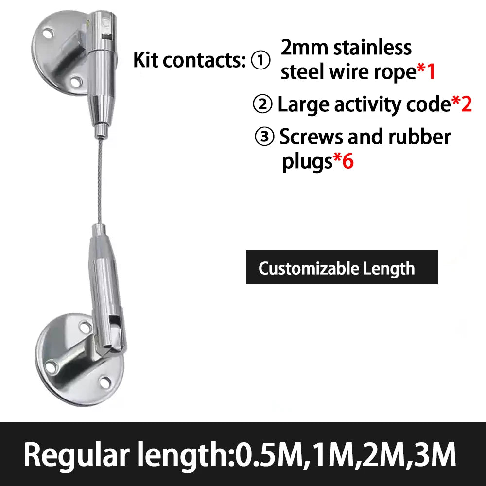 corde suspension réglable fil d'acier 2mm rotation 180° facile moderne argenté lisse