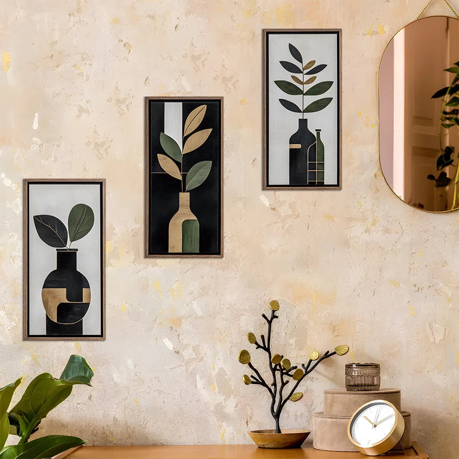 décoration murale moderne fleurs stylisées vases autocollants muriaux multicolores