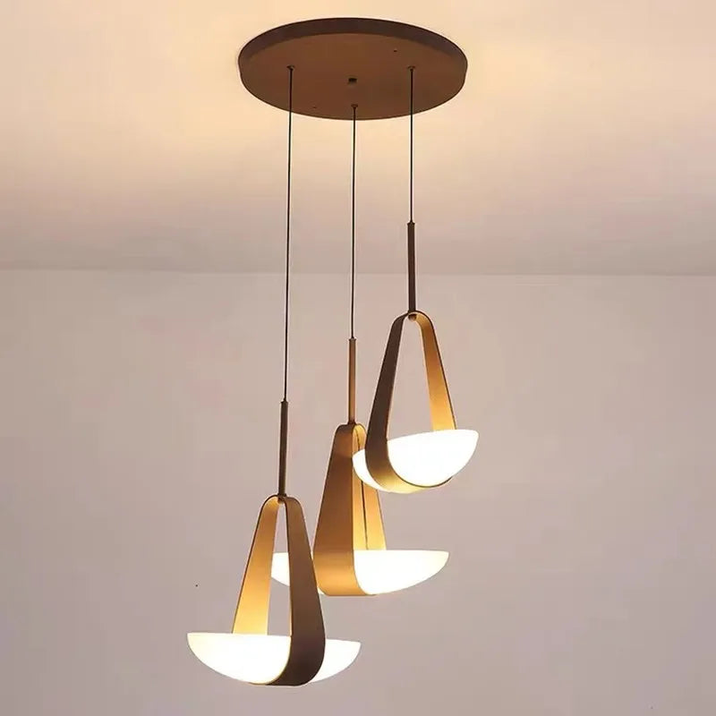suspension lumineuse contemporaine pierre verre motif organique blanc doré fixation câbles 90 260V