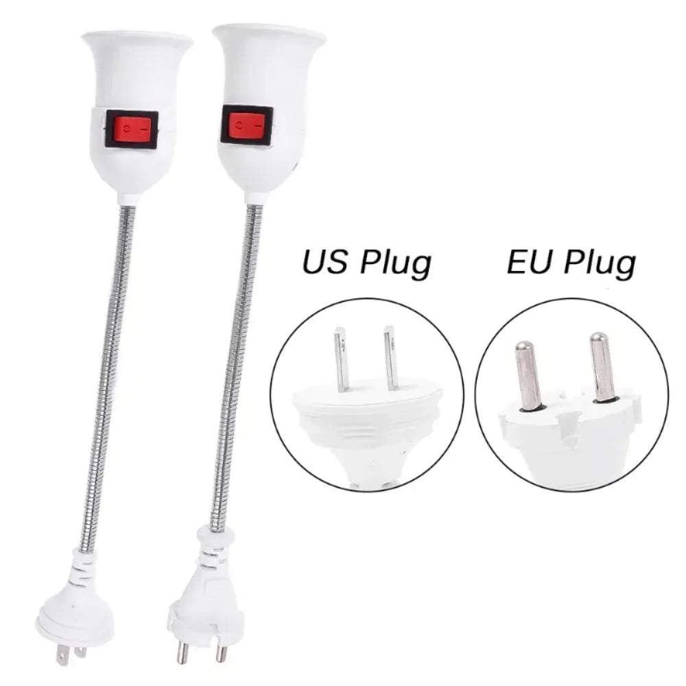 support lampe E27 flexible blanc moderne interrupteur prise us eu adaptable ledéconomieénergie