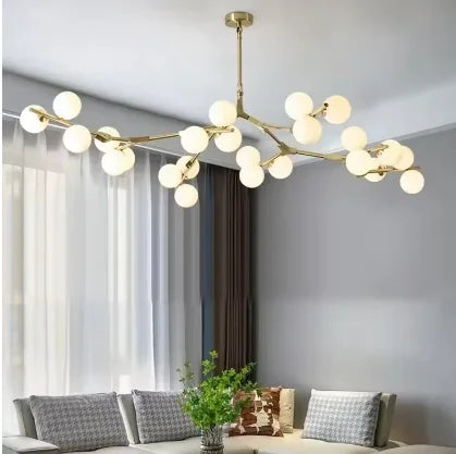 chandelier moderne led bleu noir verre métal opacité 27x40cm 105x160cm