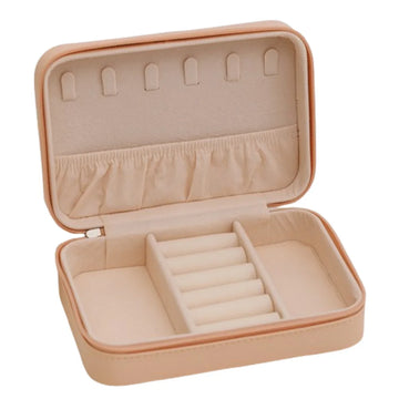 boîte bijoux velours moderne compartiments portable fermeture glissière noir vert beige