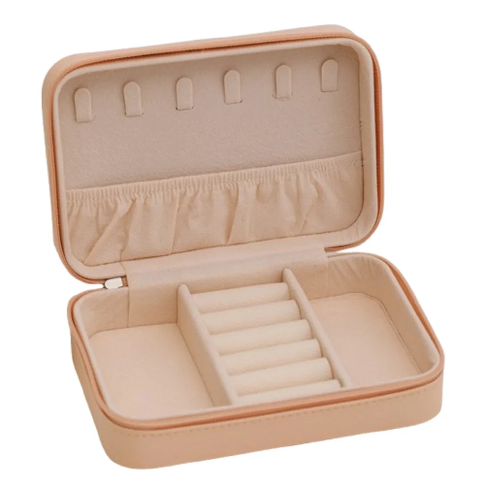 boîte bijoux velours moderne compartiments portable fermeture glissière noir vert beige
