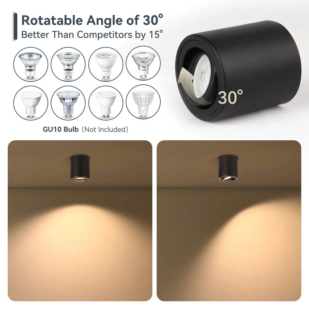 Spot moderne noir réglable led angle 30° autonome vis minimaliste