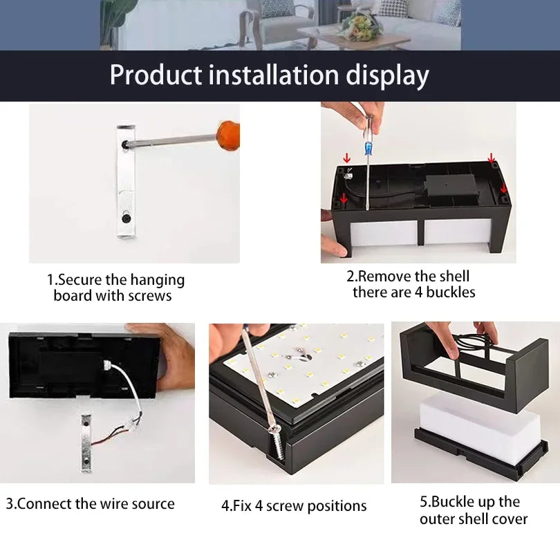 lampe murale led motion sensor ip65 abs contemporaine noire blanche 245mm 110mm 100mm