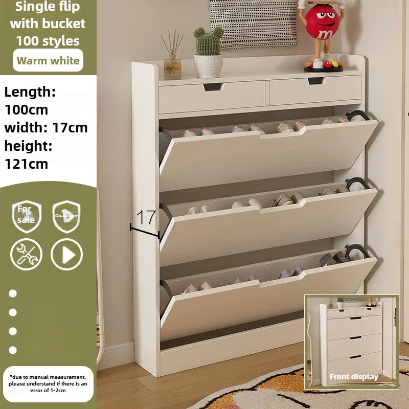 armoire chaussures moderne beige clair tiroirs rangement chaussures objets multifonction bois MDF