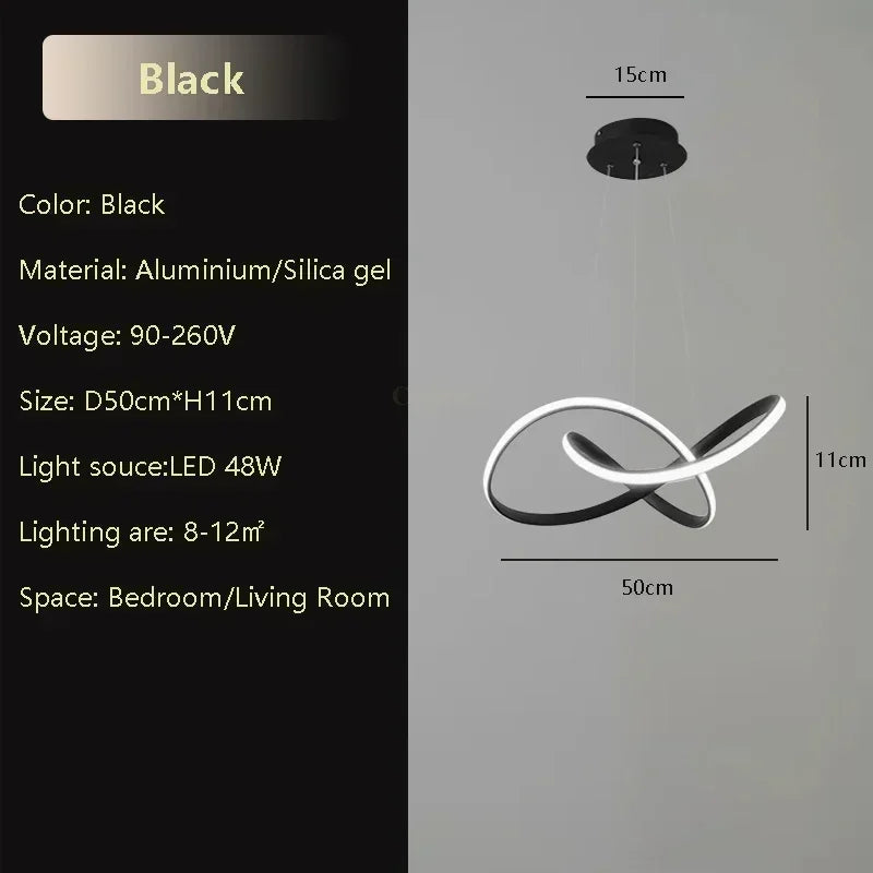 suspension lumineuse moderne pendentif aluminium 50 60cm noir blanc doré anneaux entrelacés