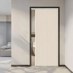 rideau porte pliable rayures verticales beige gris moderne séparation pièce salon intérieur tissu polyester