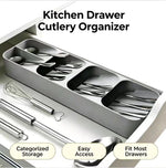 organisateur tiroir couverts multifonction gris blanc moderne réutilisable fourchettes cuillères couteaux spatules