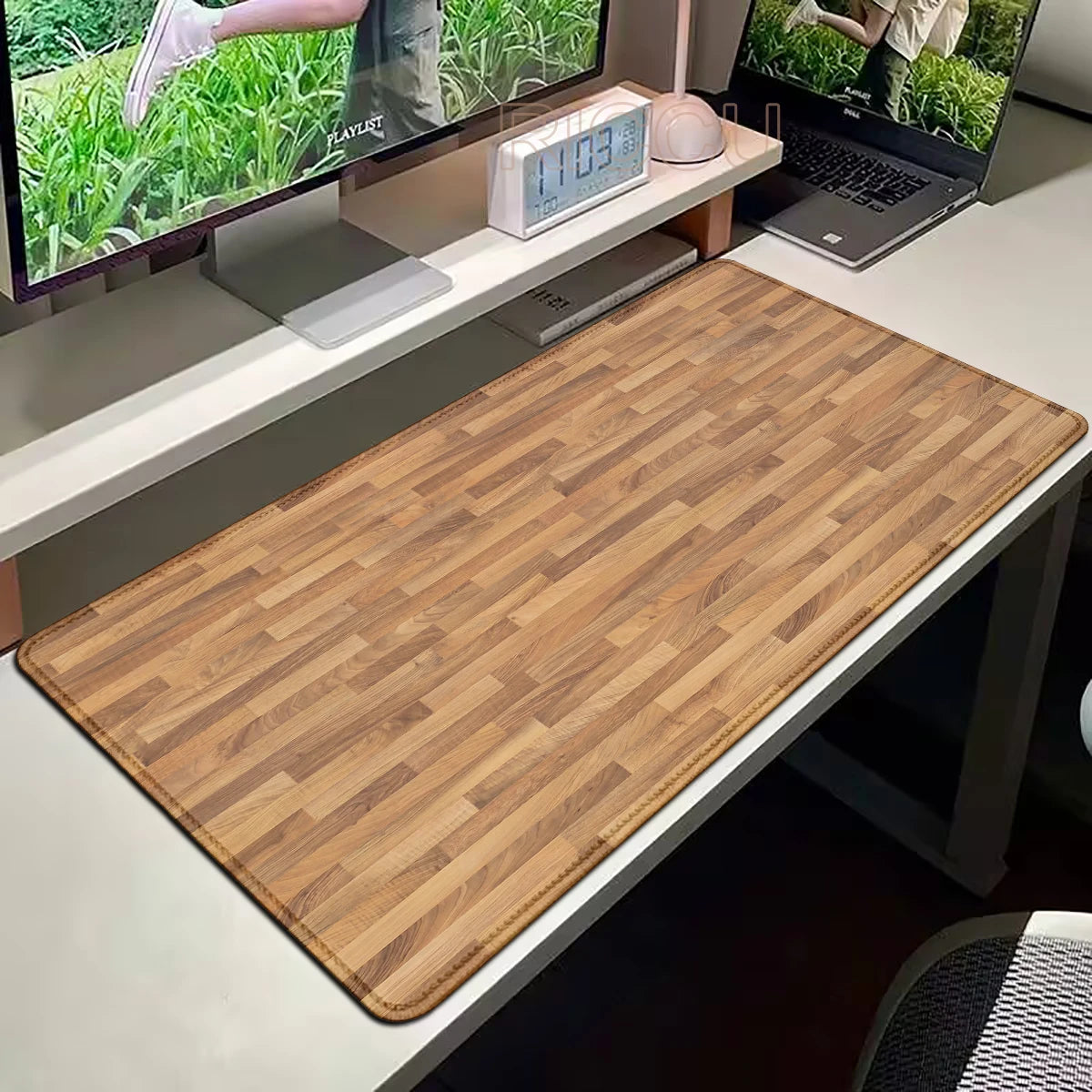 grand tapis souris xxl motif bois moderne gaming ordinateur portable