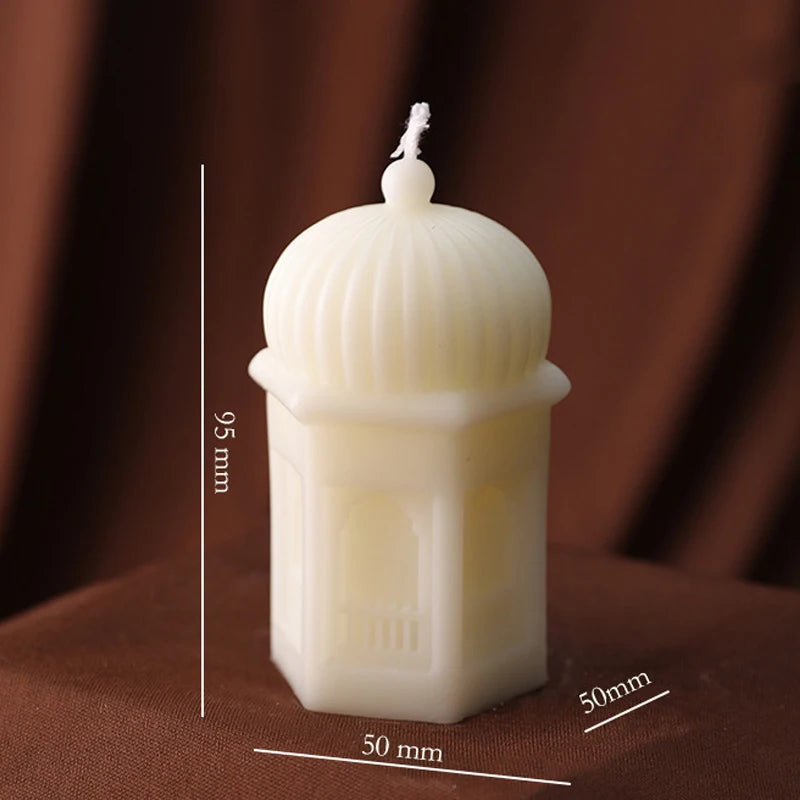 bougies aromathérapie blanches rayures architecturales classiques opaques İslam festival decoration