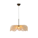 lampe suspendue moderne feuilles ouvertes blanc cassé chaîne métallique encastrée lumière neutreversible