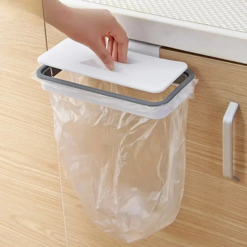 organisateur cuisine sac poubelle mural transparent adhésif blanc gris moderne pratique déchets recyclables respectueux