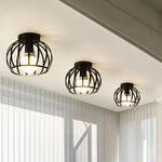 Lampe industrielle moderne métal noir structure géométrique éclairage intérieur E27