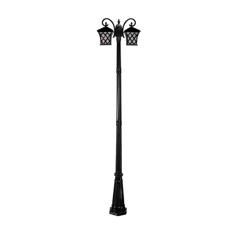 lampadaire classique or noir deux têtes éclairage extérieur ip55 led