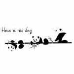 autocollant mural illustration pandas dessin animé have nice day noir blanc