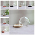 vase boule verre transparent base bois couvercle fleurs séchées