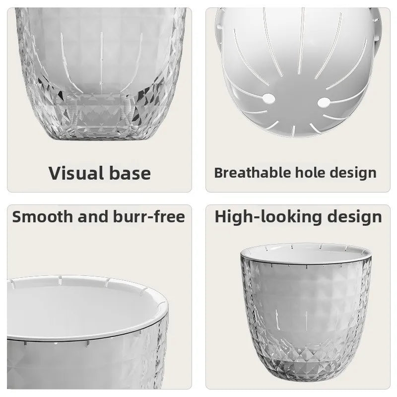 pots fleurs transparents diamant moderne hydroponie culture plantes absorption automatique'eau 11cm 16cm