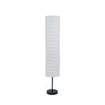 lampe sol moderne abat jour blanc rayures horizontales opacité base noire câble électrique 22cm