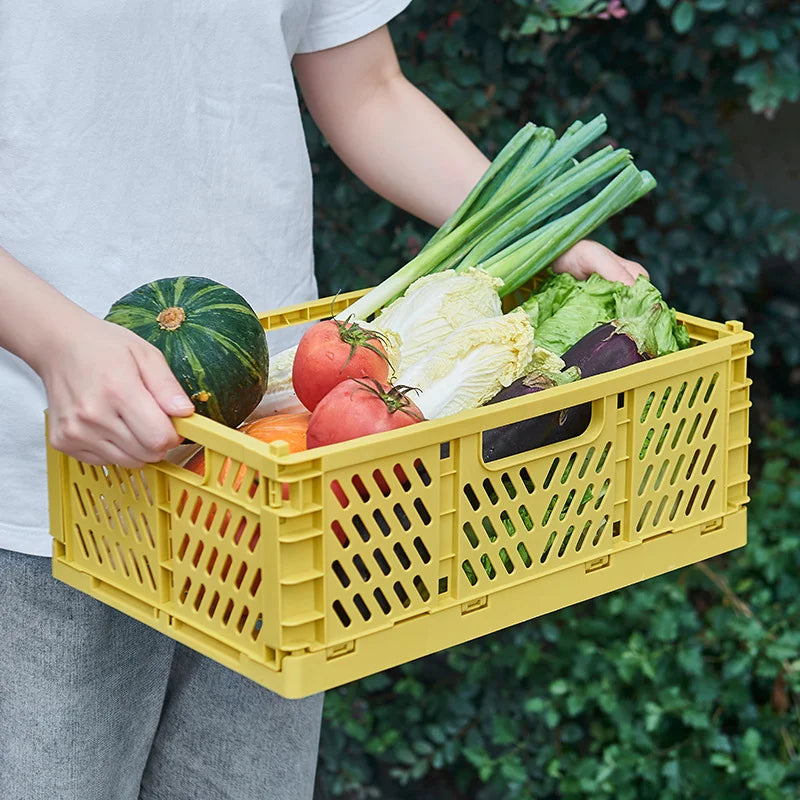panier rangement pliable perforé moderne jaune vert bleu rose blanc respectueux environnement