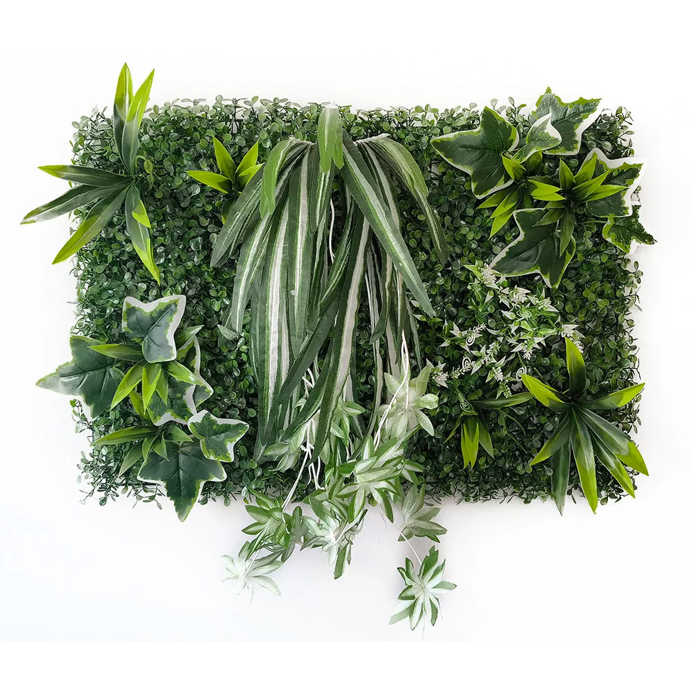 mural végétal artificiel feuilles fleurs moderne extérieur intérieur vert blanc