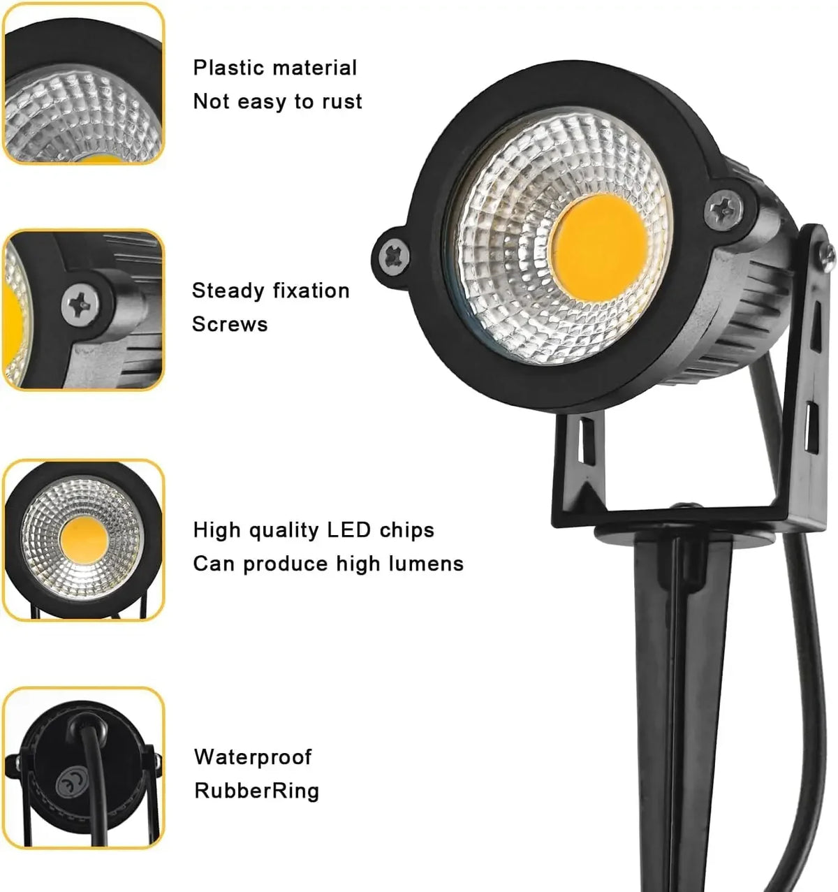 spots paysage led modernes noirs étanches ip65 pack 10w 5w 20 unités 20 vis