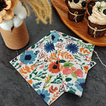 serviettes papier fleur bleue rose verte motifs floraux bohème champêtre pack 10pcs 20pcs