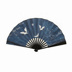éventails pliants traditionnels chinois fleurs papillons calligraphie paysages noir blanc bleu gris rose support