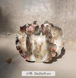 vase céramique moderne vert gris blanc texture coquille motifs floraux 32cm 26cm