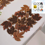 chaise table feuilles d'automne brodées marron orange doré rouge semi transparent rustic chic