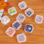 boîtes rangement transparentes plastique bijoux éponges rubans petits objets organisation pratique compact