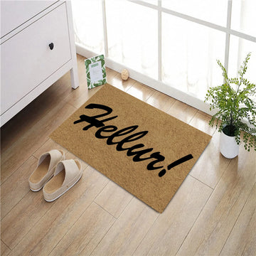 tapis d'entrée marron clair noir lettres hellur antidérapant résistant extérieur moderne imperméable