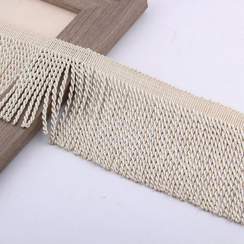 ruban franges or beige olive marron tissé classique 12cm largeur 12mètres polyester écologique decoration
