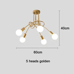 suspension lumineuse moderne minimaliste noir or blanc branches incurvées métal fixation ampoles led