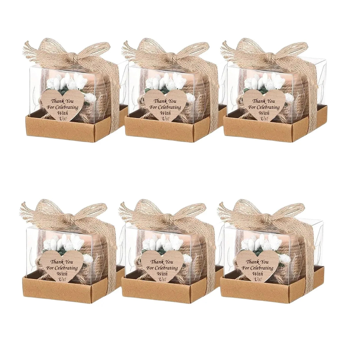 bougies poser blanc motif papier kraft fleurs blanches étiquette cœur rustique mariage remerciement 12
