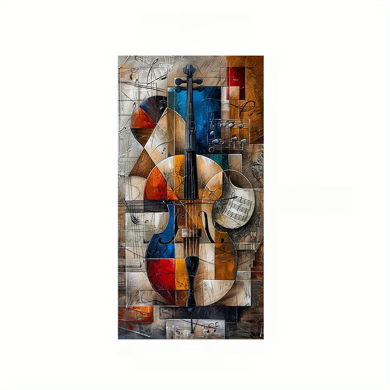 tableau abstrait moderne géométrique toile impression mur décoration maison salon bleu rouge beige noir