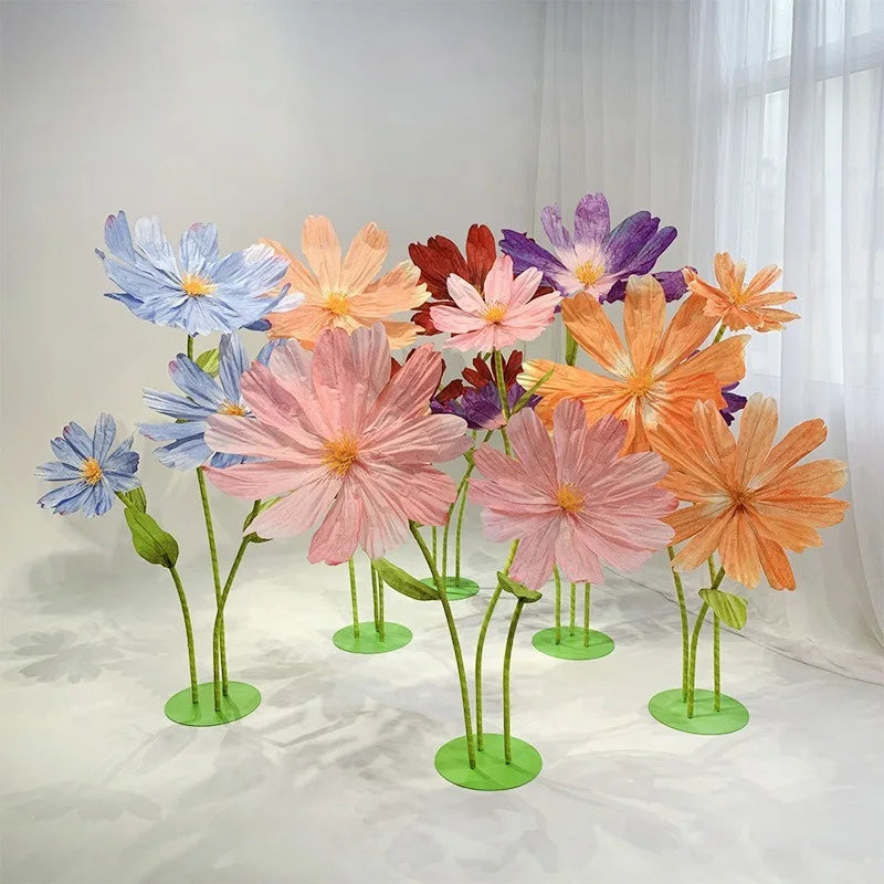 fleurs artificielles papier grandes marguerites décoration mariage anniversaire événements transparentes moderne minimaliste