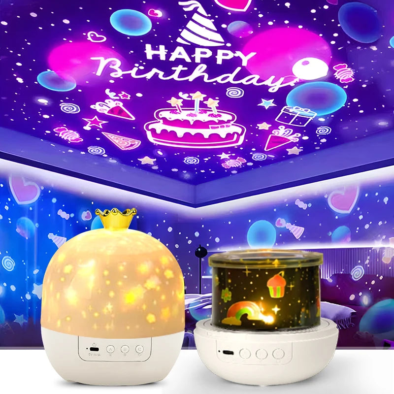 projecteur nuit étoiles nuages anniversaire blanc bleu jaune led moderne chambre enfant vacances