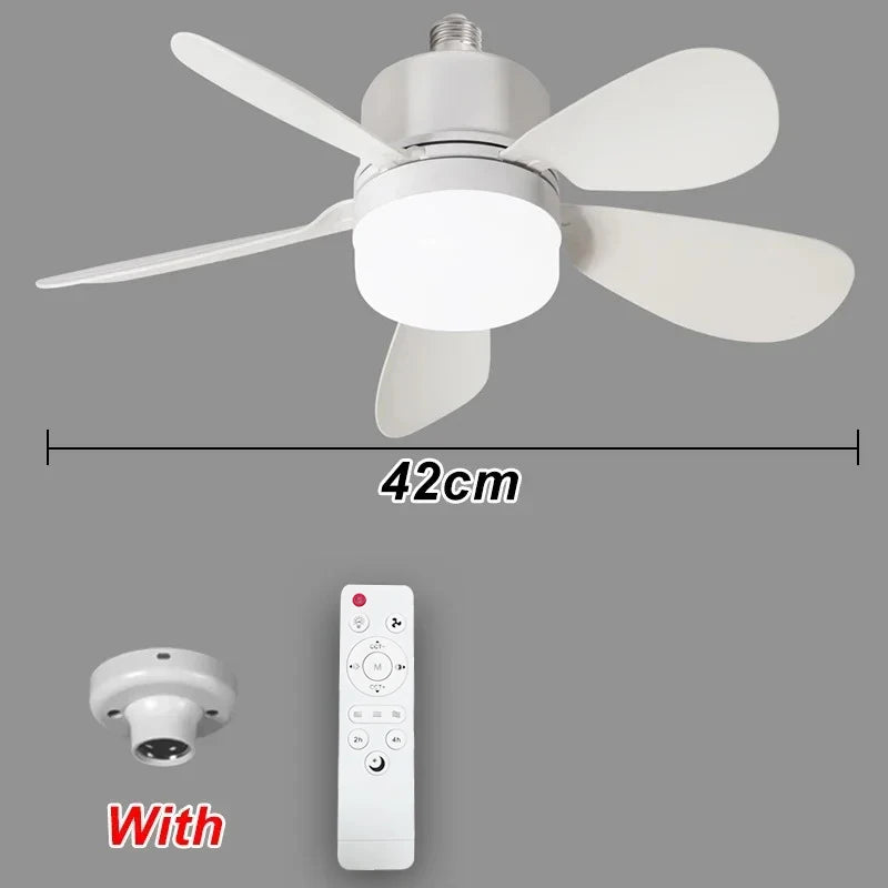 ventilateur lumière blanc moderne télécommande interrupteur bouton led e27 trois vitesses