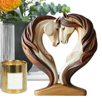 statue chevaux bois texture marron beige salon décoration artisanat moderne chambre accueil