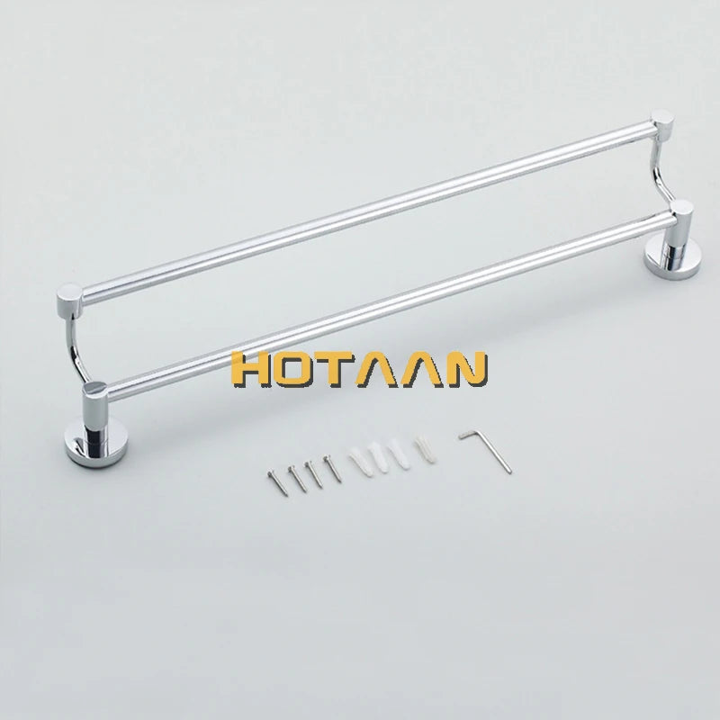 porte serviettes mural chrome acier inoxydable double barres 60cm moderne vis incluscléallen
