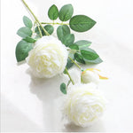 Bouquet artificiel roses feuilles vertes mariage décoration maison blanc rouge roseclair