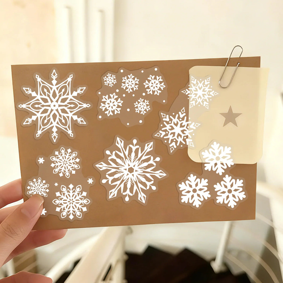 autocollants étoiles neige blancs motifs flocons neige adhésifs artisanats détaillés scrapbooking diy 50 pièces