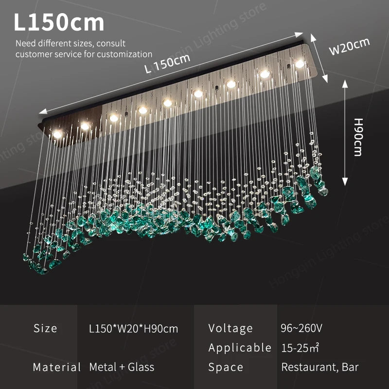 suspension lumineuse moderne cristaux transparents élégantes led 90v 249lm salon restaurant