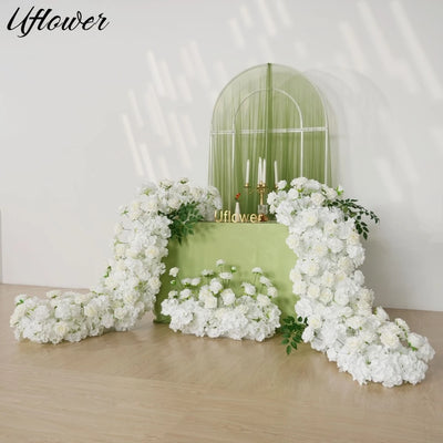 Rangée de fleurs artificielles roses en soie 240 cm