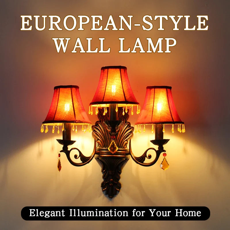 lampe murale classique fer forgé tissu rouge vert bleu marron