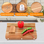 planche découper bois marron clair poignée élastiques fruits légumes adapté personnes âgées