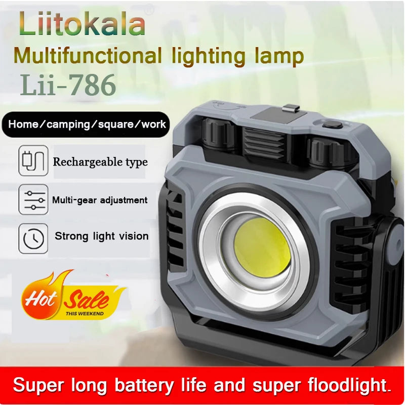 lampe poche rechargeable multifonctionnelle gris noir texture métallique finition plastique moderne robuste clips magnétiques