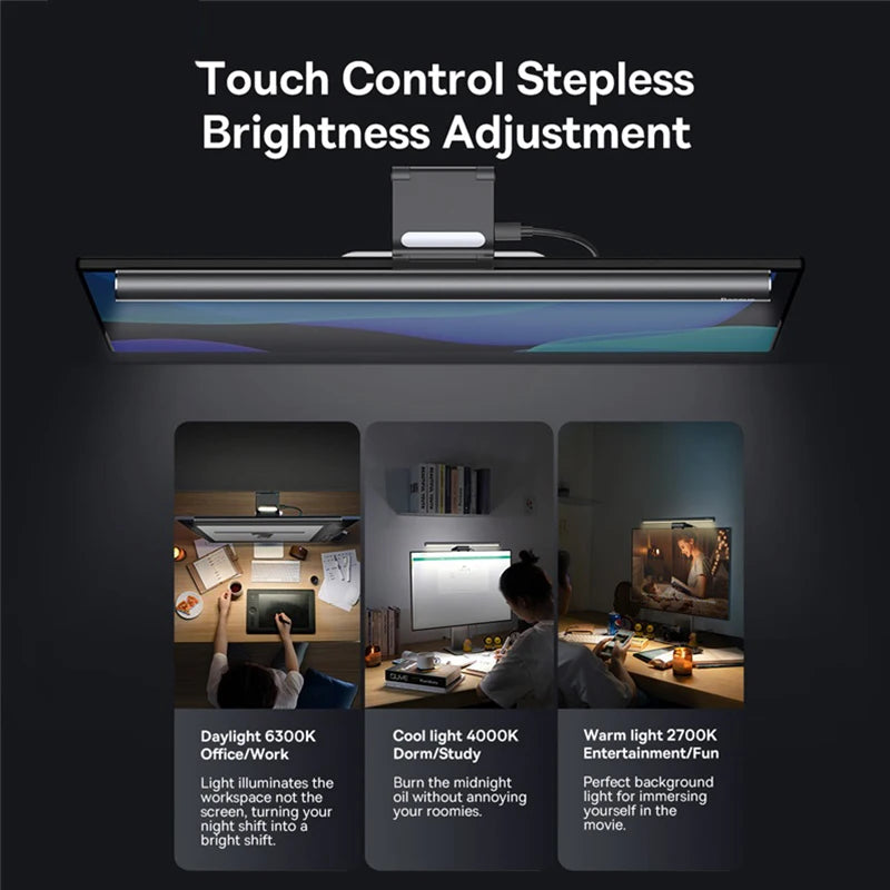 lampe led noir moderne clip interrupteur tactile sans ombre usb rechargeable