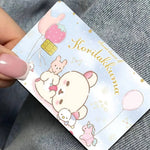 sticker adhésif carte bancaire dessin animé ours mignon rose bleu clair blanc